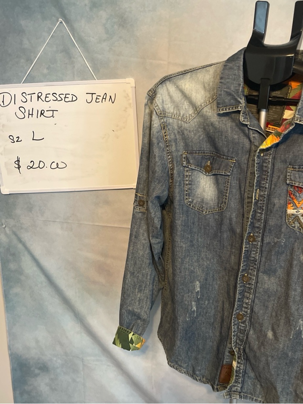 Levi's Distressed Blue Denim Long Sleeve Shirt
